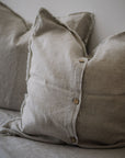 “Sable” Frayed Linen European Pillowcases - KULALA Living