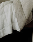 “White/Ink” Pinstripe Linen Quilted Coverlet - KULALA Living