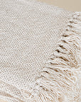 Harvest Linen Knotted Fringe Throw Ivory - KULALA Living