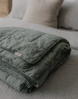 "Sea Mist" Linen Quilted Coverlet - KULALA Living
