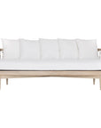 Natural rope lounge three seat sofa with white cushions, featuring a light timber frame and modern coastal aesthetic.