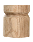 Timma Wooden Stool handcrafted from solid paulownia wood, featuring a sculptural design and natural wood grain, perfect for modern interiors