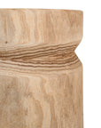 Timma Wooden Stool handcrafted from solid paulownia wood, featuring a sculptural design and natural wood grain, perfect for modern interiors