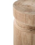 Timma Wooden Stool handcrafted from solid paulownia wood, featuring a sculptural design and natural wood grain, perfect for modern interiors