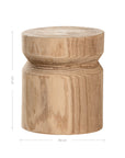 Timma Wooden Stool handcrafted from solid paulownia wood, featuring a sculptural design and natural wood grain, perfect for modern interiors