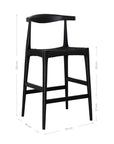 Kulala Living Amara Bar Stool in black, featuring a sleek timber frame with a woven black seat and an elegantly curved backrest, designed for contemporary bar seating.
