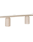 Ayanda bench in dune hydro dipped finish with elongated top and two cylindrical pedestal legs.