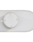 Ayanda bench in eggshell hydro dipped finish with elongated sculptural top and cylindrical pedestal legs.