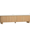 Bajo Entertainment Unit in natural oak with four flat-panel doors and a low-profile design.