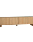 Bajo Entertainment Unit in natural oak with four flat-panel doors and a low-profile design.