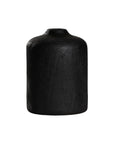 Sleek black wooden decorative vase with a smooth organic form, ideal for modern styling and interior decor accents