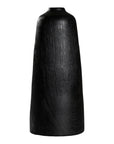 Sleek black wooden decorative vase with a smooth organic form, ideal for modern styling and interior decor accents