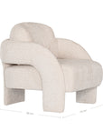 Ivory boucle armchair with rounded, sculptural design, adding modern luxury and comfort to any lounge or living space