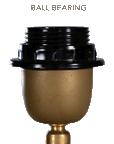 Close-up of a Kulala Living brass lamp holder with a black threaded socket, designed for secure and stylish light fittings