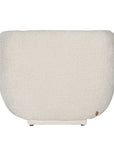 A modern curved armchair upholstered in soft ivory bouclé fabric from KULALA Living. Designed for comfort and style, this contemporary accent chair adds elegance to any living space