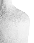 A handcrafted white paper mache vase with a raw, textured finish and an elongated silhouette. A striking sculptural piece perfect for minimalist or contemporary interiors