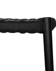 The Kulala Living Handwoven Counter Stool in black features a meticulously woven seat crafted from durable fibre, supported by a solid timber frame with a sleek black finish. This modern yet timeless piece adds texture and sophistication to kitchen and bar spaces.
