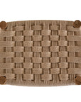 The Kulala Living Handwoven Counter Stool in natural features a meticulously woven seat crafted from durable fibre, supported by a solid timber frame with a sleek black finish. This modern yet timeless piece adds texture and sophistication to kitchen and bar spaces.