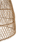 A handcrafted rattan pendant light in a natural finish, featuring an airy woven design that casts soft, ambient lighting. Perfect for coastal, bohemian, and contemporary interiors