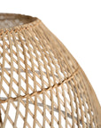 A handcrafted rattan pendant light in a natural finish, featuring an airy woven design that casts soft, ambient lighting. Perfect for coastal, bohemian, and contemporary interiors