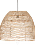 A handcrafted rattan pendant light in a natural finish, featuring an airy woven design that casts soft, ambient lighting. Perfect for coastal, bohemian, and contemporary interiors