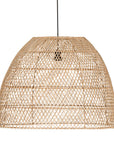 A handcrafted rattan pendant light in a natural finish, featuring an airy woven design that casts soft, ambient lighting. Perfect for coastal, bohemian, and contemporary interiors