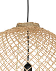 Kulala Living handwoven rattan pendant light with an open-weave design, showcasing a natural aesthetic and soft ambient lighting