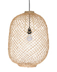 Kulala Living handwoven rattan pendant light with an open-weave design, showcasing a natural aesthetic and soft ambient lighting