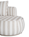 Laguna modular sofa in sand stripe fabric with curved form and soft cushions on a clean background.