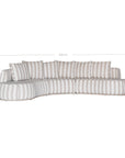 Laguna modular sofa in sand stripe fabric with curved form and soft cushions on a clean background.