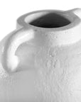 Kulala Living handcrafted white clay vase with handles, featuring a textured surface and organic shape, perfect for styling with dried or fresh foliage