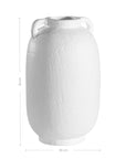 Kulala Living handcrafted white clay vase with handles, featuring a textured surface and organic shape, perfect for styling with dried or fresh foliage