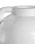 Kulala Living handcrafted white clay vase with handles, featuring a textured surface and organic shape, perfect for styling with dried or fresh foliage