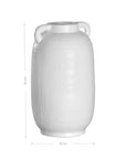 Kulala Living handcrafted white clay vase with handles, featuring a textured surface and organic shape, perfect for styling with dried or fresh foliage