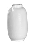 Kulala Living handcrafted white clay vase with handles, featuring a textured surface and organic shape, perfect for styling with dried or fresh foliage