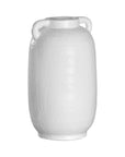 Kulala Living handcrafted white clay vase with handles, featuring a textured surface and organic shape, perfect for styling with dried or fresh foliage