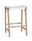 The Kulala Living Leather Weave Bar Stool features a handwoven white leather seat atop a natural timber frame, offering a refined yet relaxed aesthetic. The curved seat and sturdy construction provide both style and comfort, making it a perfect addition to modern coastal and contemporary interiors