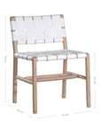 The Kulala Living Leather Weave Dining Chair features a handwoven white leather seat and backrest, elegantly paired with a natural timber frame. This contemporary yet timeless design adds a sophisticated touch to any dining space, seamlessly blending organic textures with refined craftsmanship