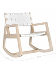 The Kulala Living Leather Weave Rocking Chair features a handwoven white leather seat and backrest, paired with a natural timber frame. Designed for comfort and style, this modern rocking chair brings a relaxed yet sophisticated touch to any interior space