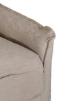 Natural linen one seater sofa with plush cushions, featuring a relaxed and stylish design for effortless comfort