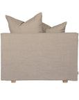 Natural linen one seater sofa with plush cushions, featuring a relaxed and stylish design for effortless comfort