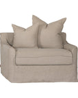 Natural linen one seater sofa with plush cushions, featuring a relaxed and stylish design for effortless comfort