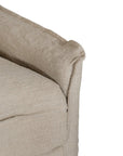 Natural linen three seater sofa with plush cushions, featuring a relaxed and stylish design for effortless comfort