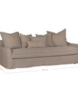 Natural linen three seater sofa with plush cushions, featuring a relaxed and stylish design for effortless comfort