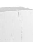 Kulala Living solid magnesium oxide block side table, showcasing organic grain patterns and a minimalist cube design. A versatile and stylish furniture piece