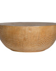 Handcrafted magnesium oxide coffee table with a natural finish, showcasing organic grain patterns for a refined aesthetic