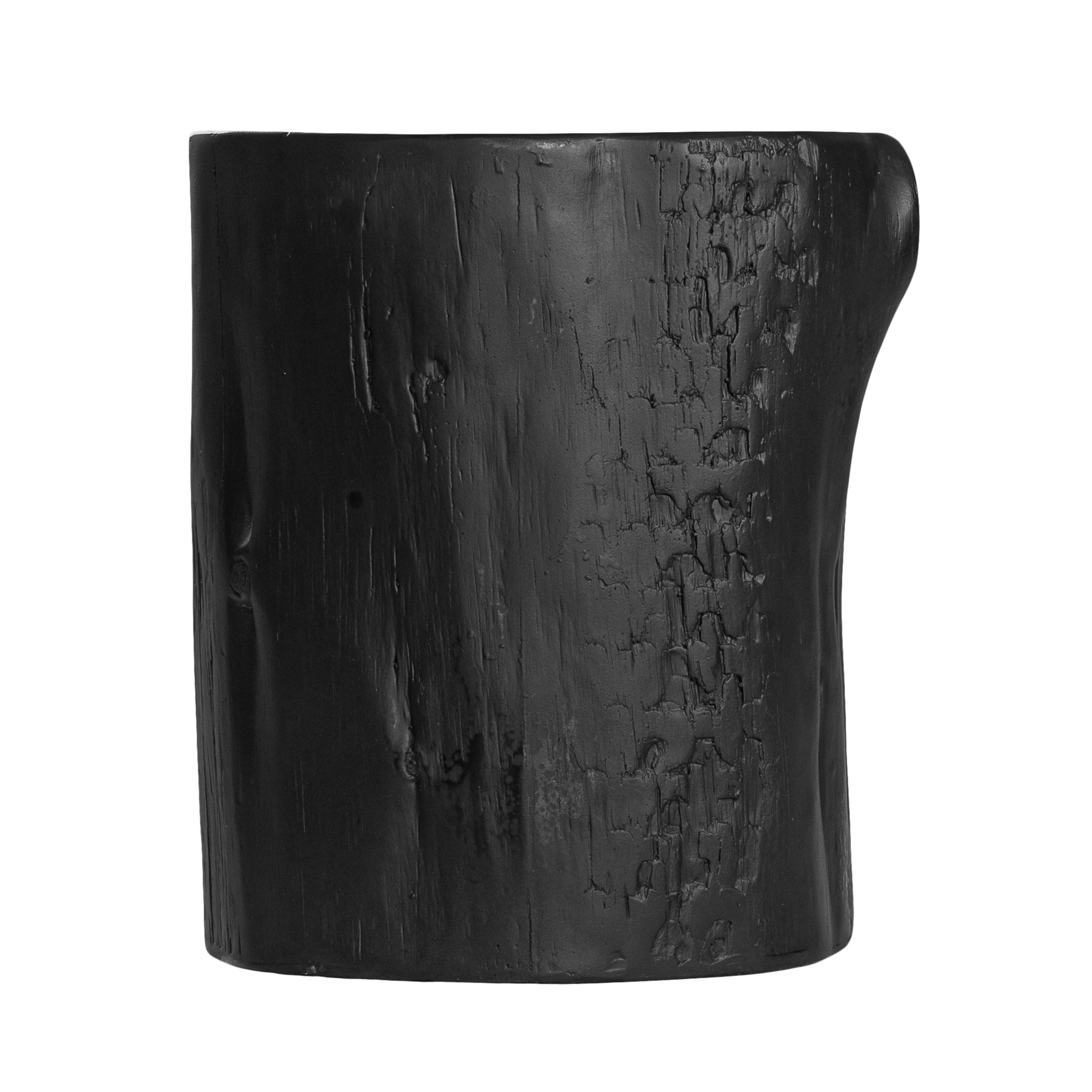 Magnesium oxide stump side table with a natural wood finish, showcasing organic grain patterns and rustic texture, ideal for indoor or outdoor styling.