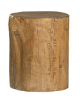 Magnesium oxide stump side table with a natural wood finish, showcasing organic grain patterns and rustic texture, ideal for indoor or outdoor styling.