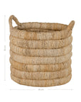 Mara natural handwoven storage basket with integrated handles in warm textured fibre set on a neutral background