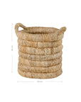 Mara natural handwoven storage basket with integrated handles in warm textured fibre set on a neutral background